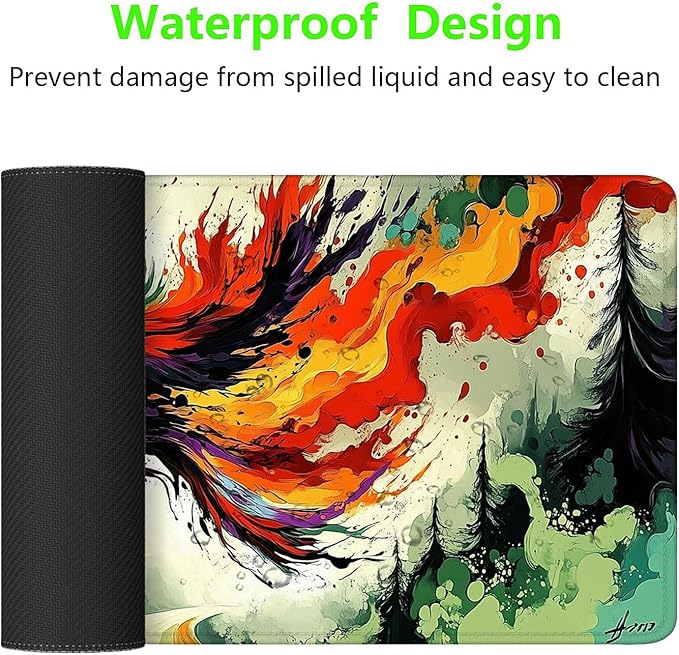 Phoenix Gaming Mouse Pad Fantasy Bird Colorful Ink Splash Art XL Mouse Pad Large Mousepad Extended Laptop Keyboard Mat Gaming Desk Pad Mouse Mat 31.5"x11.8" Office Home Decor for Women Girl