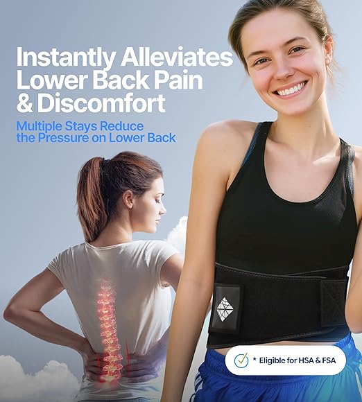 Ultra Thin Adjustable Back Brace for Men & Women - Flexible Supportive Lower Back Pain Relief with Breathable Dual-Tension Straps & Industrial Grip for Sciatica, Scoliosis, Herniated Disc, XL
