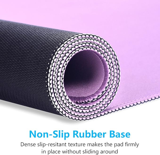 Dapesuom Large Mouse Pad, Extended Gaming Mouse Mat with Stitched Edges, Full Size Desk Mats with Non-Slip Base, Computer Big Desktop Keyboard Pad for Gamer, Laptop, Office, 23.6 x 11.8 in, Purple
