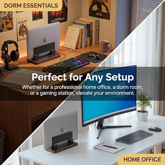 Vertical Laptop Stand for Desk - Adjustable Laptop Holder for MacBook & Most Laptops