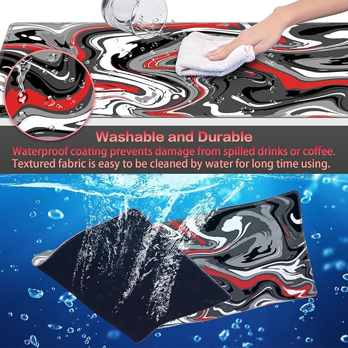 Canjoy Gaming Mouse Pad, Fluid Pattern Mouse Pad 35.4x15.7inch Large Extended Computer Mouse Mat Keyboard Full Desk Mousepad for Gaming, Office, Home