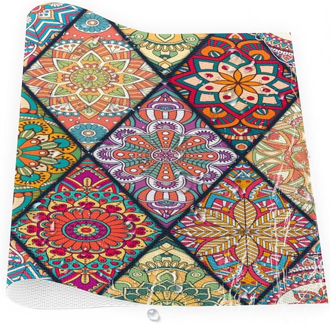 Placemats Set of 4 Heat-Resistant Rectangle Place Mats Bohemian Mexico Boho Washable Plastic PVC Dining Table Mat Non-Slip Wipeable Woven Vinyl Placemat for Kitchen Patio Table Decor