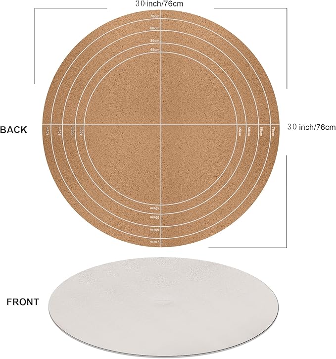 CENNBIE 30/24/20/18 Inches Round Table Mat - Cork Leather Table Pad - Suitable as Side Dining Coffee Table Cover (Cream)