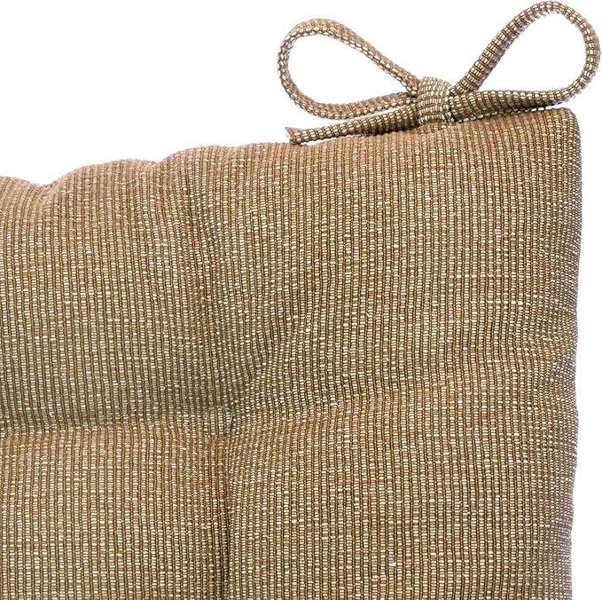 Klear Vu The Gripper Non-Slip Rocking Chair Cushion Set with Thick Padding, Includes Seat Pad & Back Pillow with Ties for Indoor Living Room Rocker, 17x17 Inches, 2 Piece Set, Tan