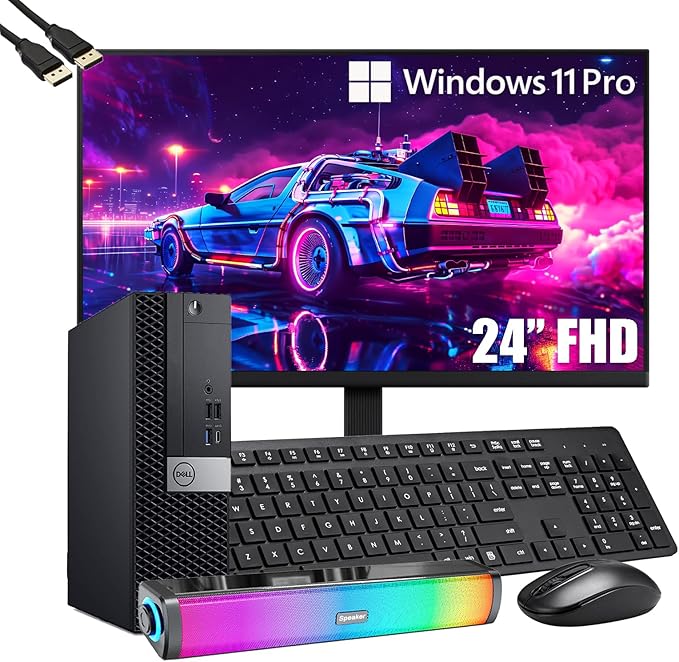 Dell OptiPlex 7050 SFF Desktop Computer PC with New 24" FHD Monitor, Intel Core i5-6500, 16 GB RAM, 512 GB SSD, Speaker, Keyboard & Mouse, Windows 11 Pro (Renewed)
