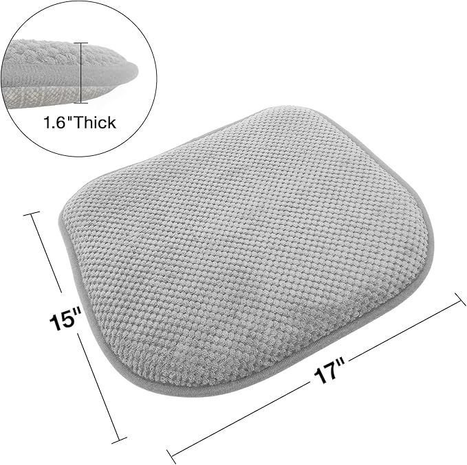 Silver Grey Kitchen Dining Chairs Cushions Set of 4 Non Slip Foam Patio Seat Cushions Washable Soft Thick Pads Large Wooden Metal Tapered Chair Cushions,17" x 15"