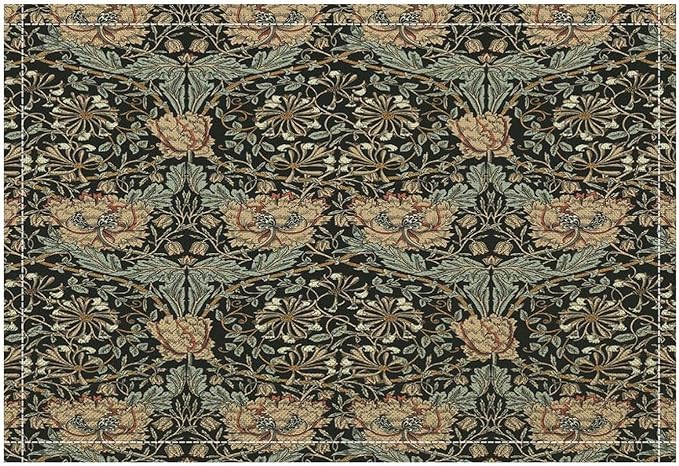 William Morris Floral Placemats Vintage Flower Art Style Boho Chic Retro Floral Linen Washable Table Mats Stain Heat-Resistant Desktop Decor Place Mats for Home Kitchen Dining Party 12x18 in 6 Pcs