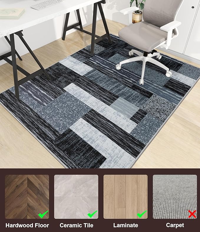 chakme Office Chair Mat for Hardwood Floor, 72"x48" Easy Glide Computer Desk Mat Protector for Rolling Chair Under Desk Rug Nonslip Backing, Machine Wash, (Jigsaw)