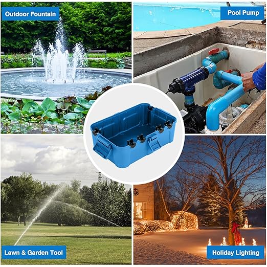 Flemoon Large Outdoor Electrical Box (12.5 x 8.5 x 5 inch), IP54 Waterproof Outdoor Extension Cord Cover Weatherproof, Protect Outlet, Plug, Socket, Timer, Power Strip, Holiday Light Decoration,Blue