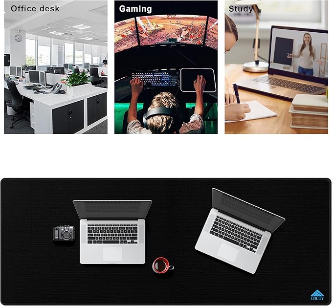 Cacoy 63” x 24” Oversized Gaming Mouse Pad, Extended Gamer Computer Mouse Mat, XXL Large Optimized Speed Control Surface Keyboard Mousepad, Non-Slip Desk Mat with Stitched Edges for Office&Home, Black