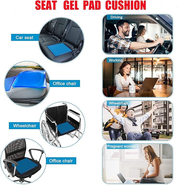Motorcycle Seat Gel Pad Driver/Passenger Car Seat Cushion Shock Absorption Mat Reduce Fatigue Comfortable Soft Pad DIY Seat Pad Cooling Cushion Motorcycle Seat Foam (25 x 25 x 1cm)