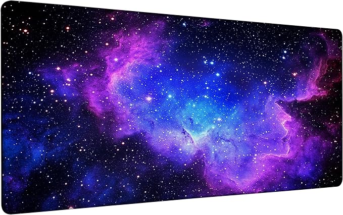 Galaxy Stars Space Mouse Pad,35.4 x 15.7 Inch Large Mouse Mat Non-Slip Rubber Stitched Edges for Writing Desk,Office,Home,Laptop
