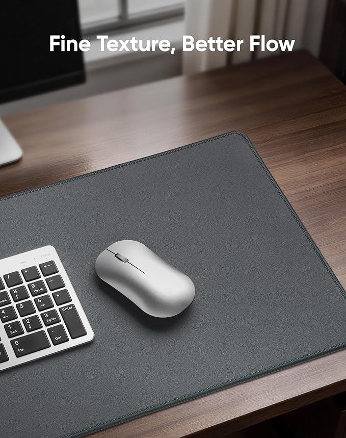 Reniteco Waterproof Large Gaming Mouse Pad with Durable Stitched Edges, Non-Slip Rubber Base, Grainy Jacquard Mouse Mat Desk Pad for Home Office Gaming, 35.4''x15.7''x0.12'', Matte Gray