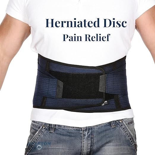 AVESTON Back Support Lower Back Brace for Back Pain Relief: Thin Breathable Rigid 6 ribs Adjustable Lumbar Support Belt for Men/Women Keeps Spine Straight and Safe – Large