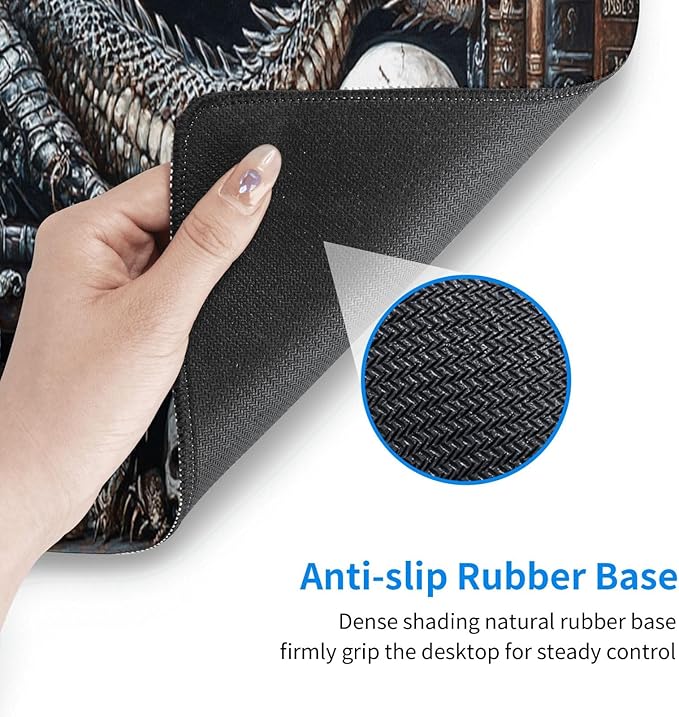 Mystical Dragon Mouse Pad 31.5 X 11.8 Inch Big Desk Rubber Base Stitched Edges Keyboard Pad XXL Mouse Mat for Home Game and Office
