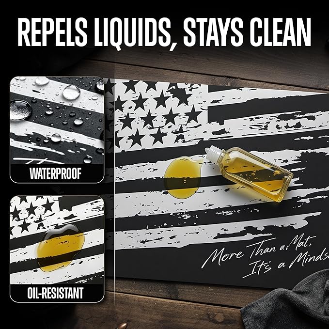 Gun Cleaning Mat 20"×12" - Thick Protection, Leak-Proof Surface, Non-Slip Oil Resistant Glock Cleaning Mat,Pistol Cleaning Mat with Detailed Parts Diagram