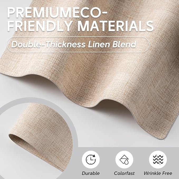 Vinyl Placemats Set of 4 - Faux Leather 100% Waterproof Oil-Proof Wipeable PU Place Mats, Heat Resistant Reversible Table Mats for Kitchen, Dining, Outdoor (Beige)