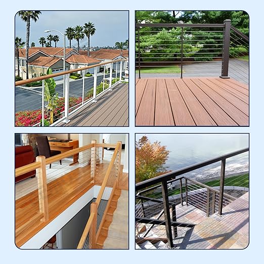 50 Pack 30 Degree Angle Protective Sleeves, Black Cable Railing Stair Protector Sleeve Beveled for 1/8" Wire Rope, T316 Marine Grade Cable Railing Kit with Two Drill Bit for Wood Posts HF039B