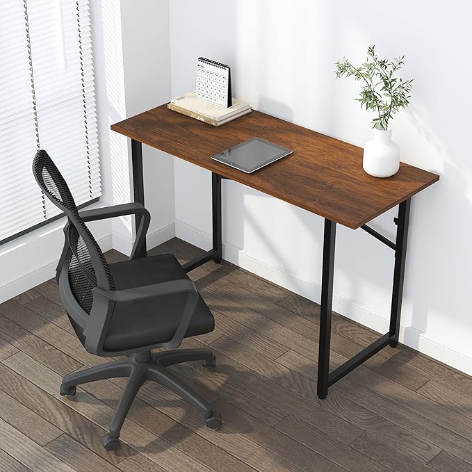 Lutown-Teen 47 inch Folding Desk No Assembly Required, Writing Gaming Computer Camping Table, Home Office Desk, Mahogany