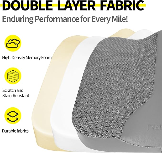 Car Seat Cushion - Comfort Memory Foam Seat Cushion for Car Seat Driver, Tailbone (Coccyx) Pain Relief, Car Seat Cushions for Driving (Gray)