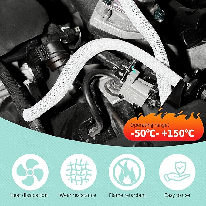 Split Wire Loom 1/2 Inch 100ft, Braided Cable Sleeve for Cable Management, Cord Protector for Pets, TV, Desk & Automotive, White