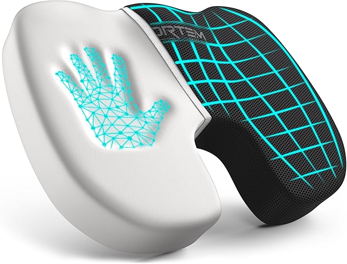 FORTEM Seat Cushion, Office Chair Cushion, Memory Foam Car Seat Cushions, Sciatica Coccyx Tailbone Pain Relief, Chair Cushions for Back Support, Sitting Pad for Gaming, Washable Cover, Non Slip
