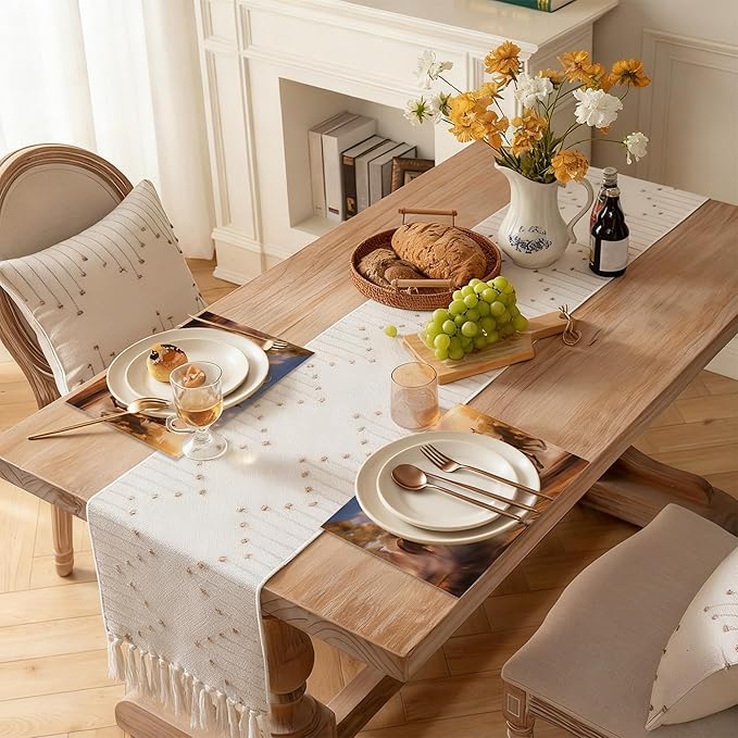 Placemats Set of 6, Running Herd Horse Linen Placemats 12x18 Inch, Heat Resistant Table Mats, Washable Non Slip Place Mats for Dining Table Kitchen Home