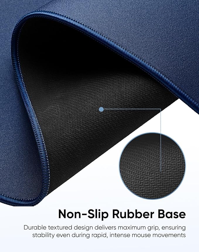 Reniteco Waterproof Large Gaming Mouse Pad with Durable Stitched Edges, Non-Slip Rubber Base, Grainy Jacquard Mouse Mat Desk Pad for Home Office Gaming, 31.5''x11.8''x0.12'', Matte Gray