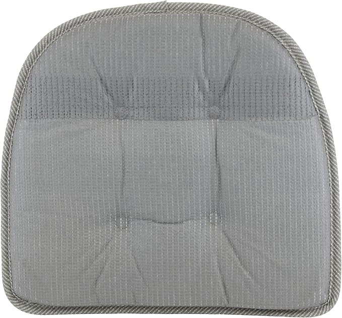 Klear Vu Omega Non-Slip Chair Cushions, Assembled in USA, U-Shaped Skid-Proof Seat Pads for Dining, Kitchen, Office, 15"x16", 6 Pack, Slub Gray