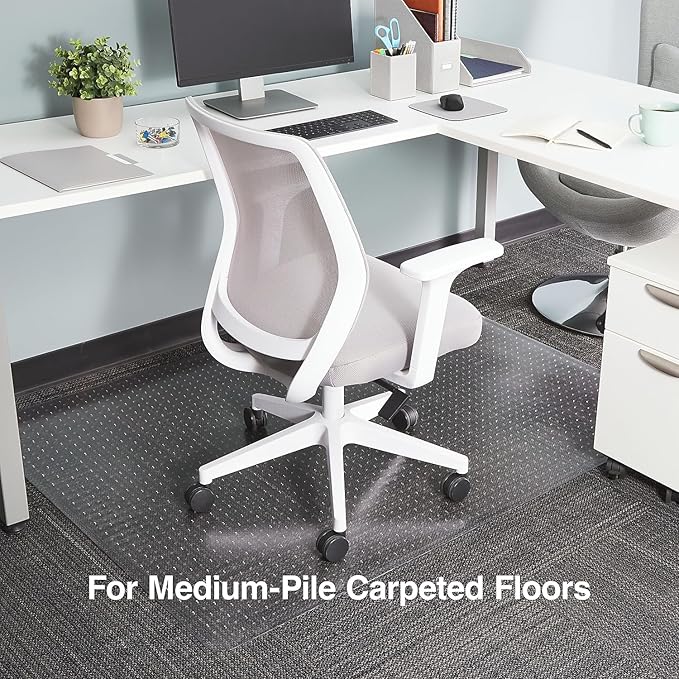 Staples Office Chair Mat, Clear Floor Mats, Medium-Pile Carpets, 60 x 46 Inch, Smooth Glide
