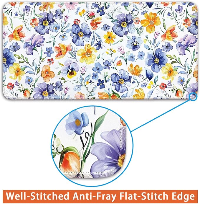Desk Pad Protector, Office Desk Mat, Large Mouse Pad, Non-Slip Desk Blotter, 23.6x11.8 inch, Watercolor Flower