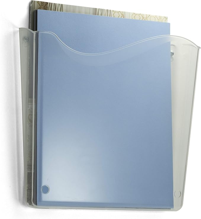 Officemate Vertical Wall File, Letter Size, Durable Unbreakable Plastic Organizer, Mountable Wall or Partition File Holder, Clear (21674) (Pack of 12)