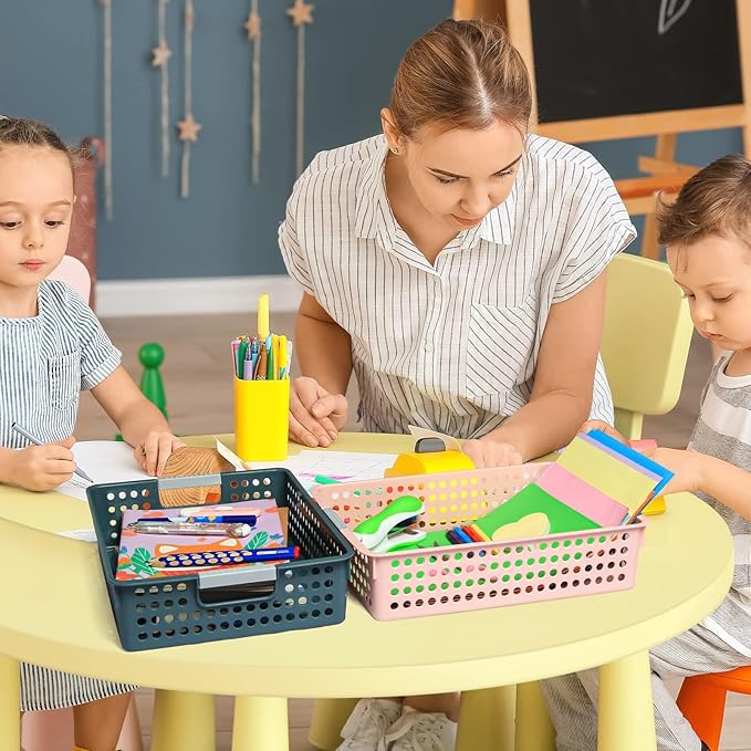 DLUCKY 4Pcs Classroom Organization and Storage Paper Tray Holds 4A,Paper Trays for Classroom Toy,Crayons,Handicrafts Storage,Also for Library, Drawers, Office, Kitchen, Bathroom