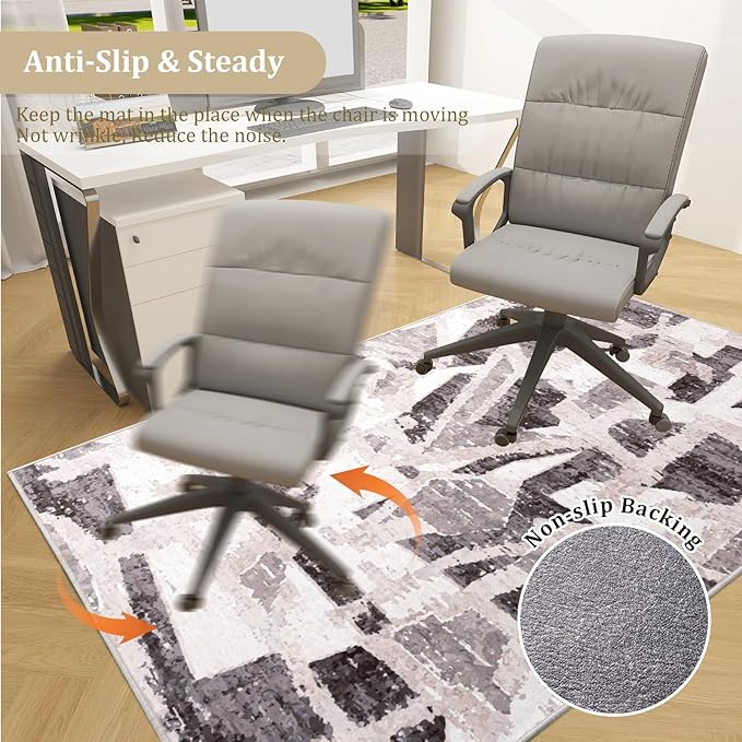 Office Chair Mat for Hardwood Floor, 72"x48" Easy Glide Computer Desk Mat Protector for Rolling Chair Under Desk Rug Nonslip Backing, Machine Wash, (Modern)