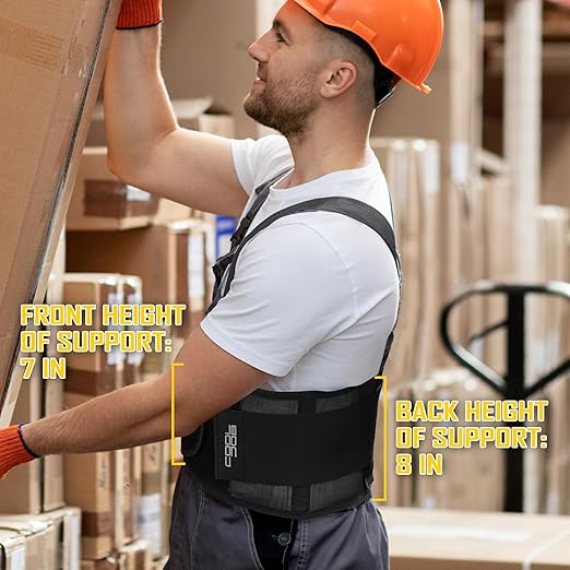 COOLJOB Expert Back Brace for Lower Back Pain Relief, Powerful Lumbar Support with 3D Foam Pad and Elastic Shoulder Strap, Breathable Adjustable Support Belt for Men Women, Black, L for Waist 37-47"