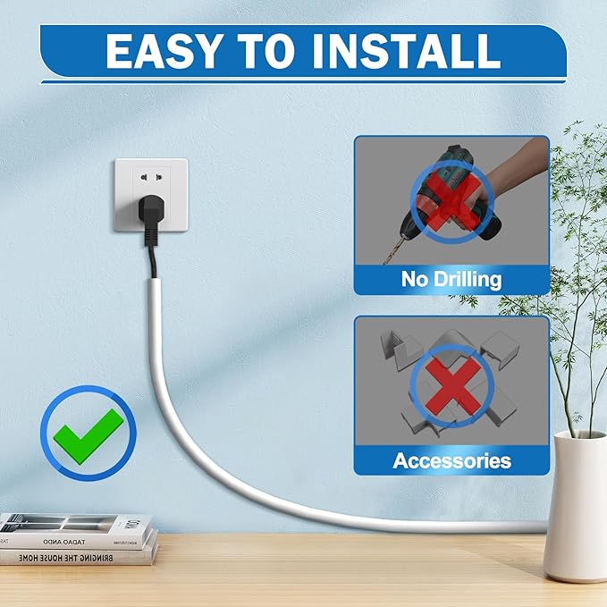 UOMTFAI Wall Cord Hider 39 Inch - Self-Adhesive Wire Cover Raceway for Walls, Flexible PVC Cable Concealer for Home and Office, W0.59 H0.39in - White
