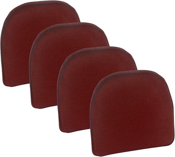 Klear Vu Raindrop The Gripper Non Slip Chair Cushions, Soft & Comfortable Seat Pad, Sitting Pillow for Kitchen, Dining or Office, 4 Count (Pack of 1), 04 Red