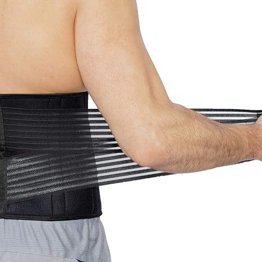 NeoTech Care Neoprene Back Brace for Men or Women - Adjustable & Breathable Lumbar Support Belt for Lower Back Pain (Black, Size XXXXL)