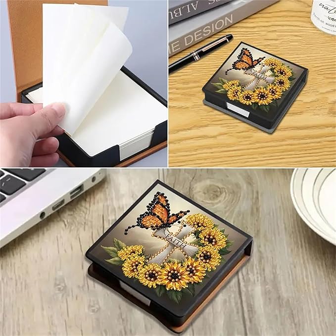Faith Diamond Painting Kit Note Box,Memo Paper Storage Box Diamond Art,Sticky Note Holder Diamond Art,Diamond Painting Memo Pad For Office Desk. (faith)