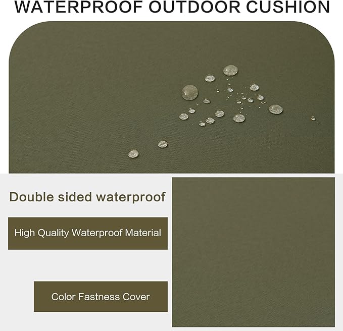 Outdoor Bench Cushion Waterproof with Memory Foam,Patio Bench Cushions for Outdoor/Indoor Furniture Porch Swing Cushion with Handle and Adjustable Strap,Sage Green,60x18 Inch