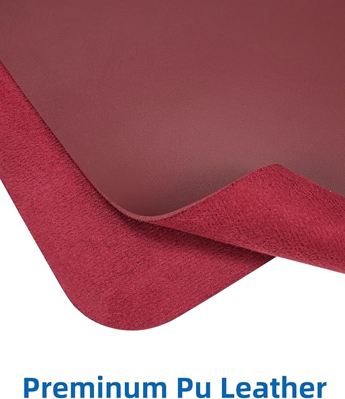 Leather Desk Pad Protector, Mouse Pad, Office Desk Mat, Non-Slip PU Leather Desk Blotter, Large Desk Mat, Waterproof Keyboard Mat for Office/Home/Decor (Burgundy Red, 55" x 17")
