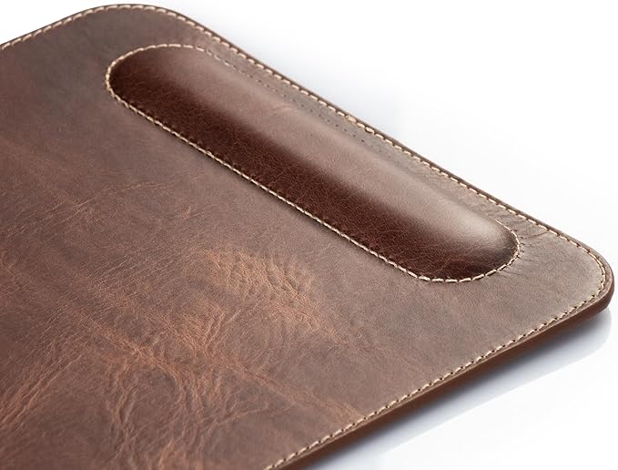 Londo Top Grain Leather Mouse Pad with Wrist Rest – Ergonomic Support, Non-Slip Base, Smooth Surface