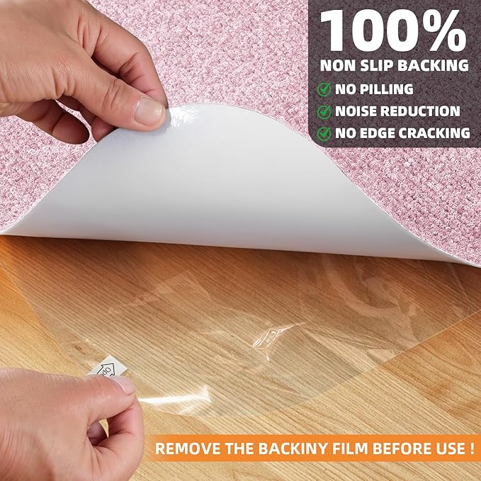Office Chair Mat for Hardwood and Tile Floor, 55" x 35" Computer Desk Chair Mats, Anti-Slip Mat for Rolling Chair, Large Floor Protector for Home Office, Pink Color
