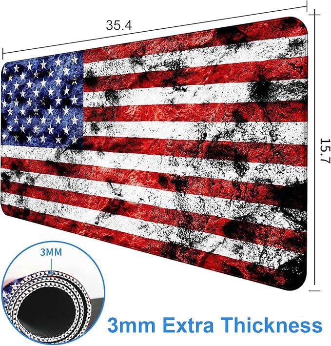 American Flag Desktop Computer Mouse Pad Gaming Mouse Pad Expansion XXL Keyboard Pad 35.4X15.7-inch Laptop Mouse Keyboard Pad Office Desk Decoration