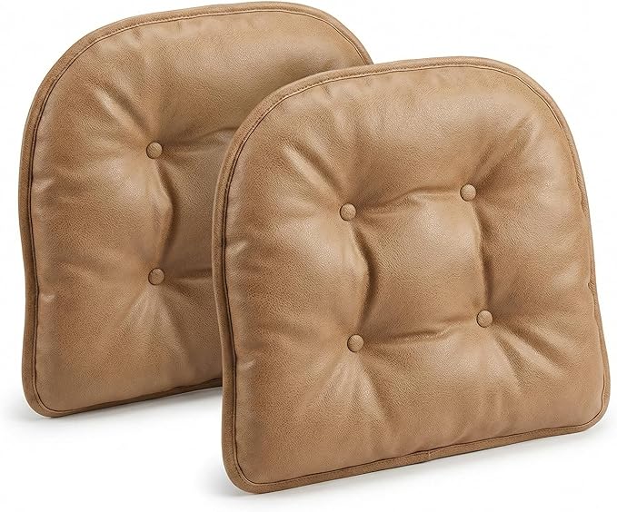 Klear Vu Omega Non-Slip Chair Cushions, Assembled in USA, U-Shaped Skid-Proof Seat Pads for Dining, Kitchen, Office, 15"x16", 2 Pack, Taupe