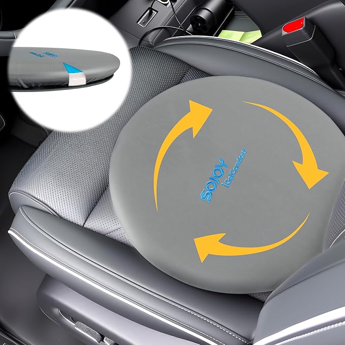 Sojoy iGelComfort Deluxe Gel Swivel Seat Cushion with Supportive Memory Foam 360 Degrees Rotating Seat Cushion for Home,Stool Chair,Office (Dark Gray, 13.5 * 13.5 * 1.75 inches)