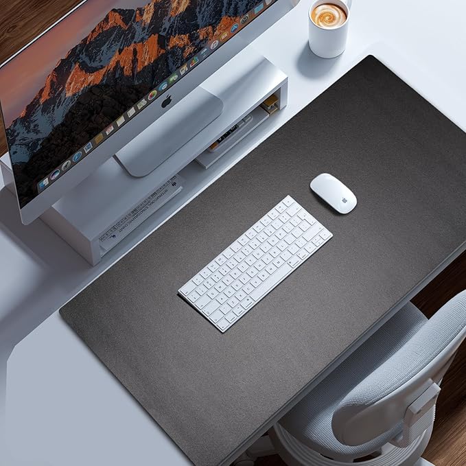 Leather Desk Pad Protector, Large Pads for Top of Desks, Waterproof Keyboard and Mouse Pad for Desktop Organization. Easy Clean Computer Mat for Office/Home (Black, 35.4"x 16.9")