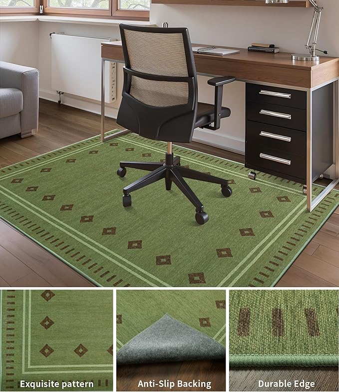 chakme Office Chair Mat for Hardwood Floor, 60"x45" Easy Glide Computer Desk Mat Protector for Rolling Chair Under Desk Rug Nonslip Backing, Machine Wash, (Southwestern Sage