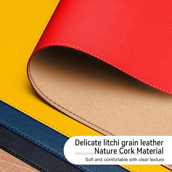 Leather Mouse Pad with Stitched Edge, Waterproof Gaming Mouse Mat for Computers, Laptop, Office & Home (red, 33"*13")