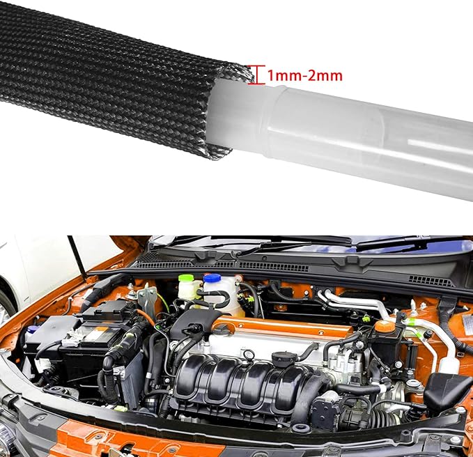 Fiberglass Heat Shield Sleeve - 3/4" ID X 10' Adjustable Hose Heat Shield Spark Plug Wire Black For Car Wire Loom Brake Line Cable